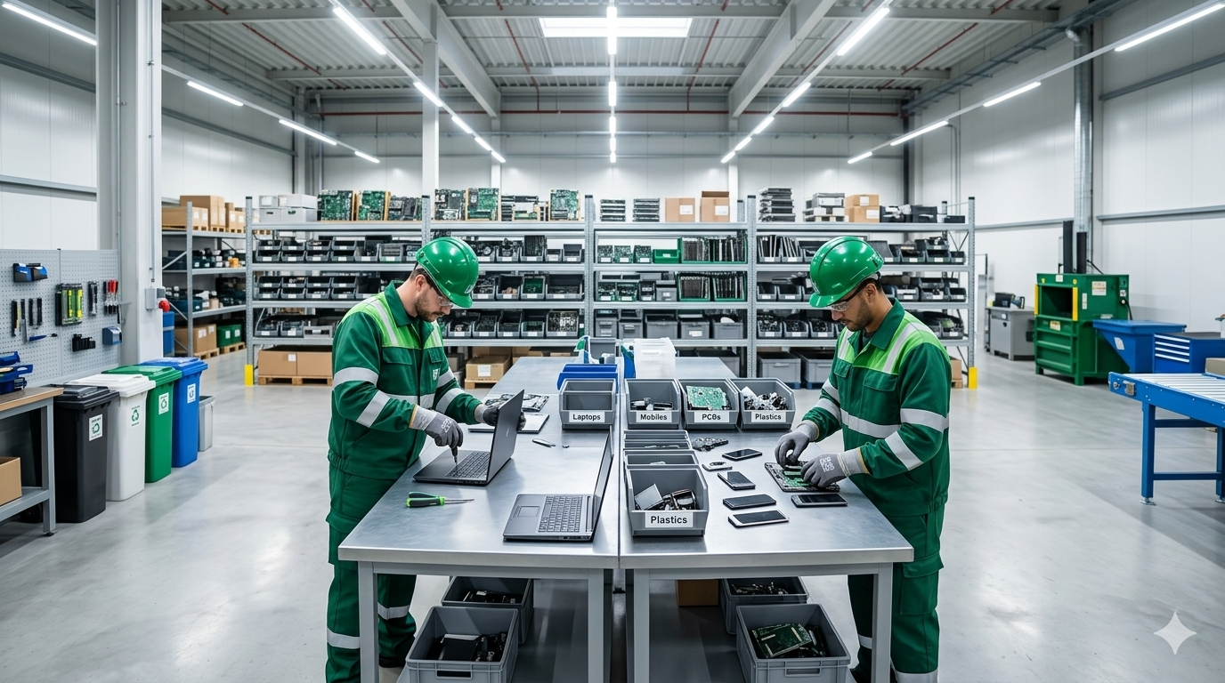 E-Waste Recycling Process at Authorized Facility Universal Power Solutions